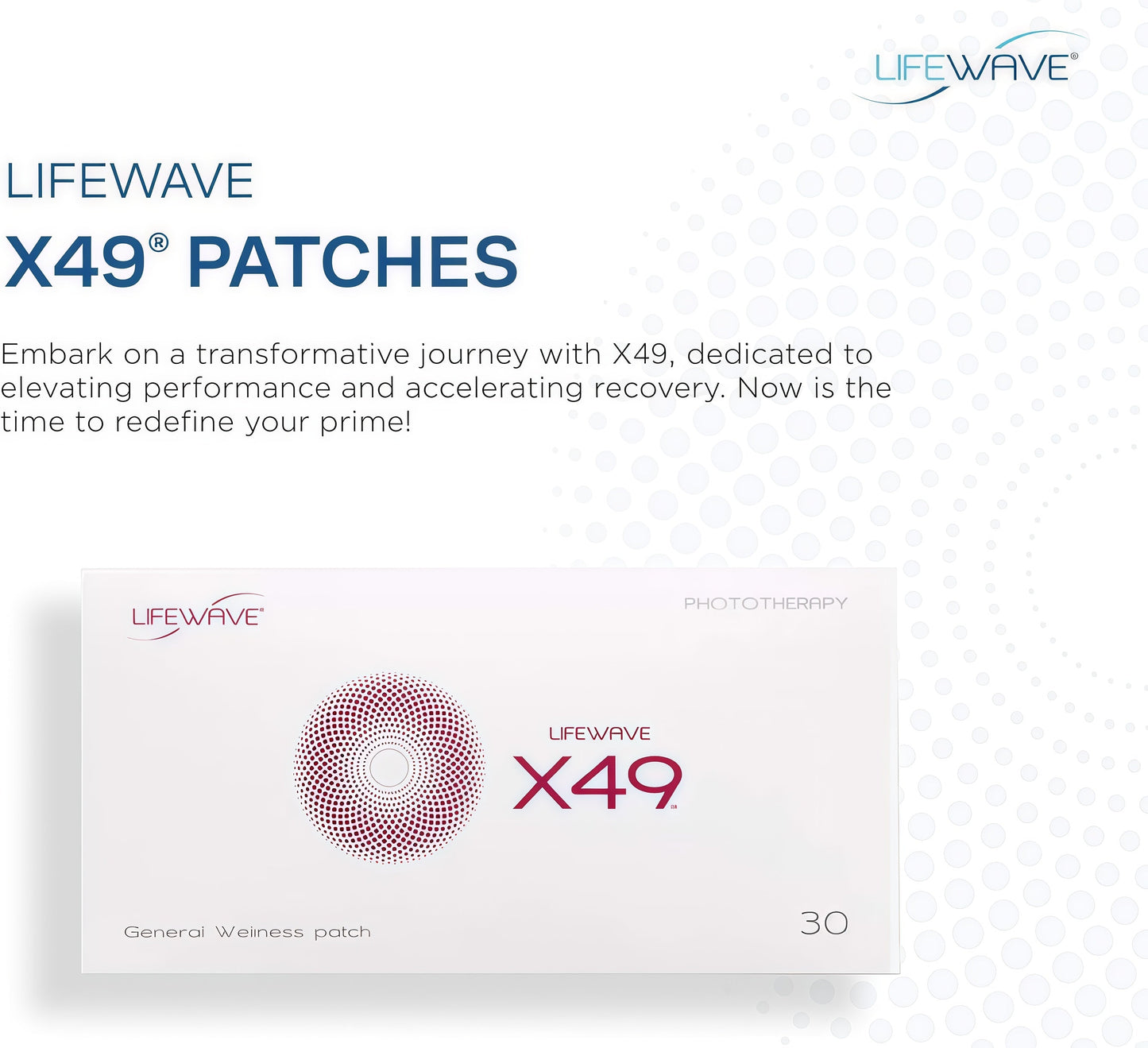 LifeWave X49 Patches - Promotes Performance, Strength & Stamina - Supports Maintaining a Healthy Weight Through Diet and Exercise Programs - No Drugs or Stimulants - Non-Transdermal - 30 Patches